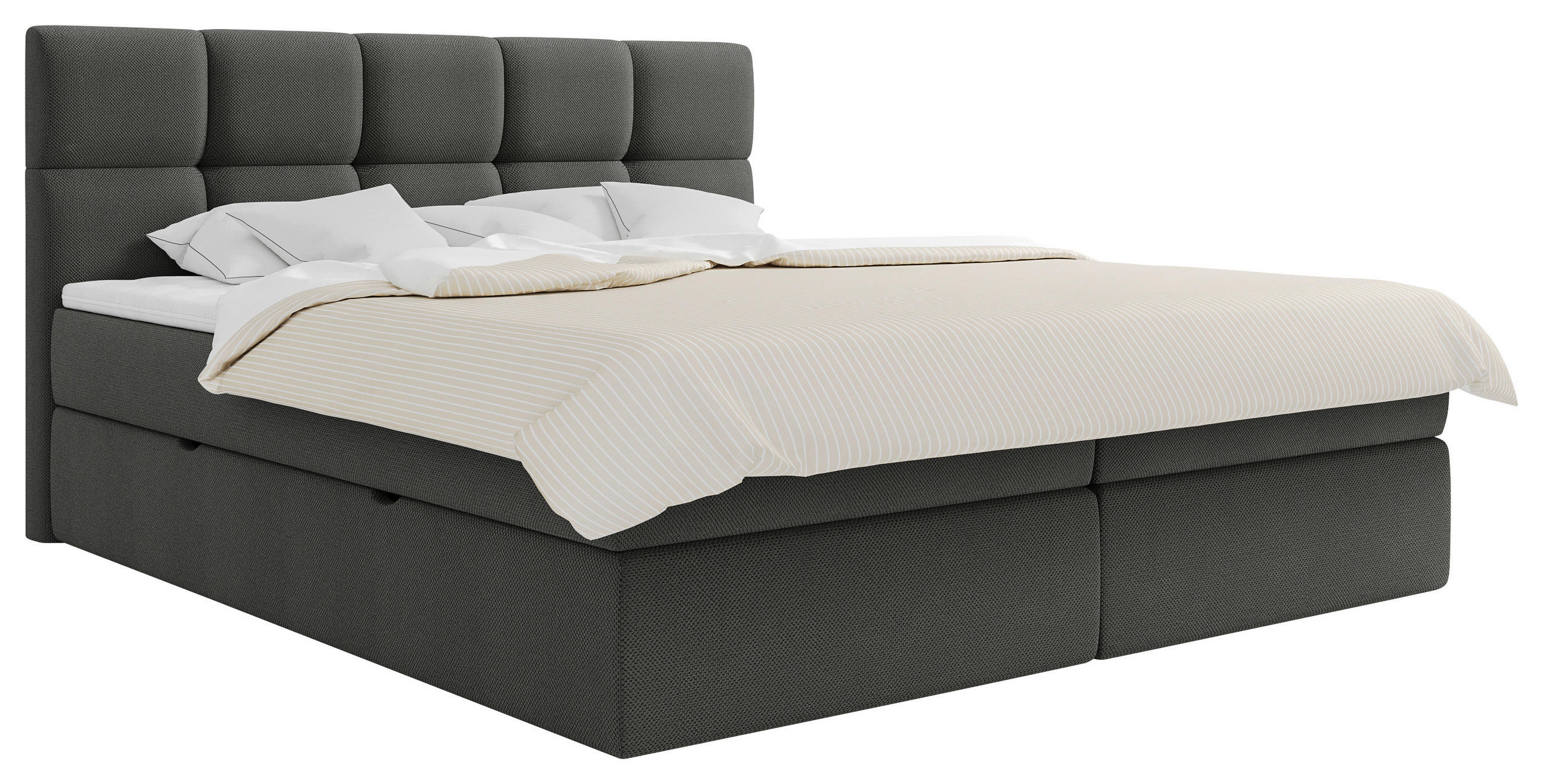BOXBETT 160/200 cm  in Dunkelgrau  - Dunkelgrau/Schwarz, MODERN, Holz/Holzwerkstoff (160/200cm) - MID.YOU
