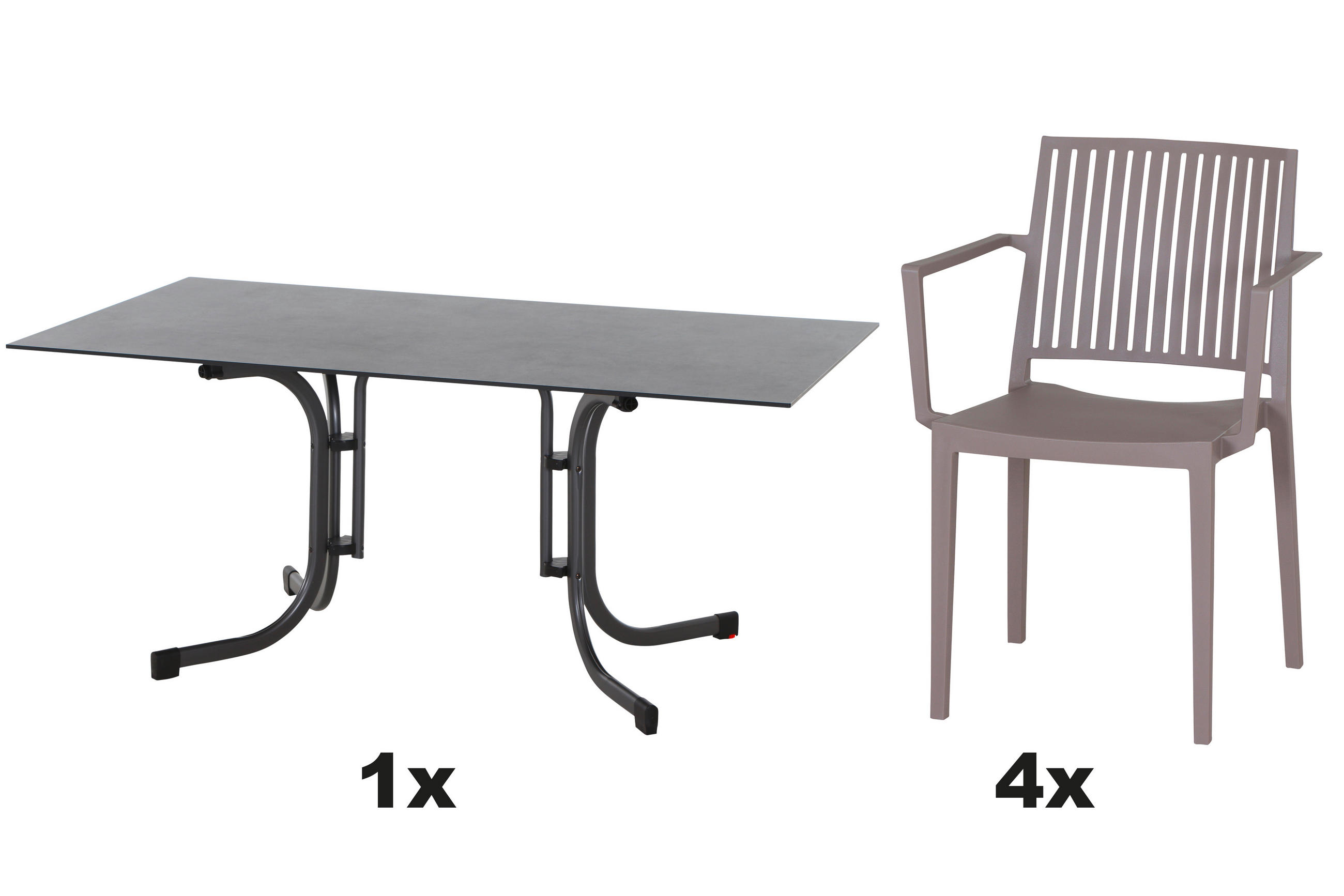 GARTENGARNITUR 5-teilig Stahl  - Taupe/Anthrazit, Basics, Kunststoff/Metall (57/80/56cm) - Siena Garden