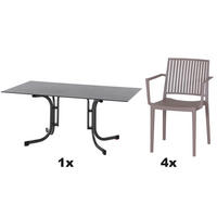 GARTENGARNITUR 5-teilig Stahl  - Taupe/Anthrazit, Basics, Kunststoff/Metall (57/80/56cm) - Siena Garden