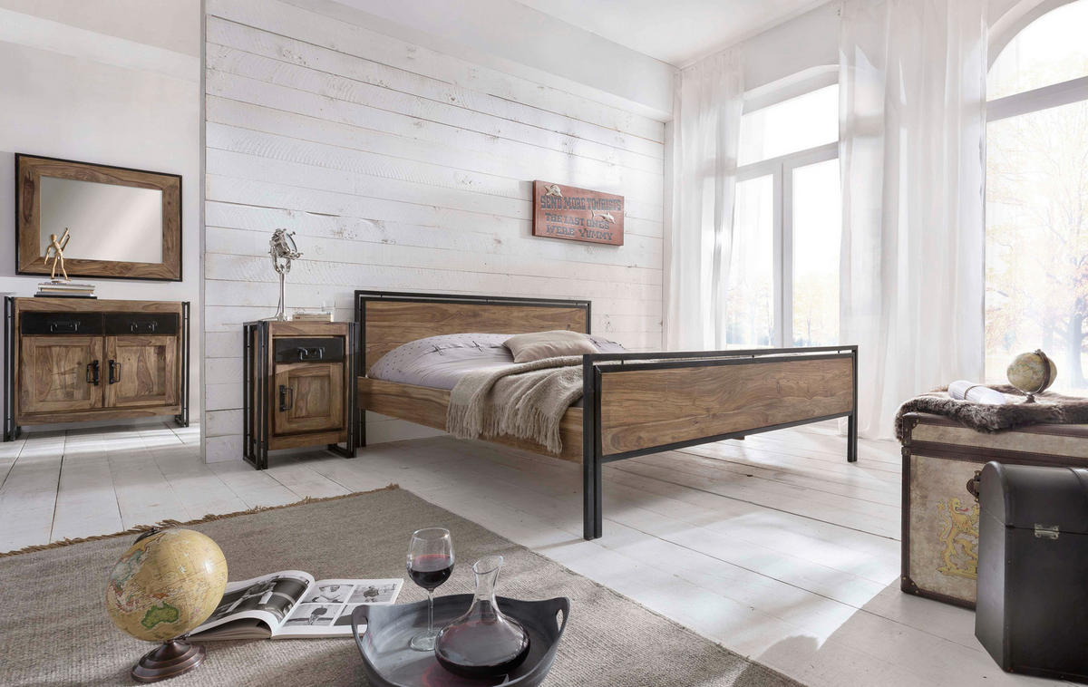 KOMMODE , 50/73/34 cm, 1 Schublade(n)  - Schwarz/Naturfarben, Design, Holz/Metall (50/73/34cm) - MID.YOU