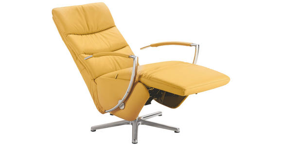 RELAXSESSEL in Leder Gelb - Chromfarben/Gelb, Design, Leder/Metall (64/112/80cm) - Cantus