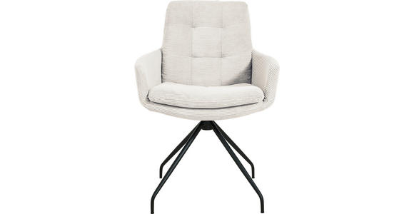 ARMLEHNSTUHL  Stoffauswahl, Typenauswahl, Sitzfläche 360° drehbar, Gestellauswahl Cord  - Schwarz/Weiß, Design, Textil/Metall (63/90/69cm) - Johann Jakob