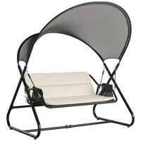 HOLLYWOODSKÁ HOUPAČKA  - černá/světle šedá, Moderní, kov/textil (166/190/145cm) - Beldano