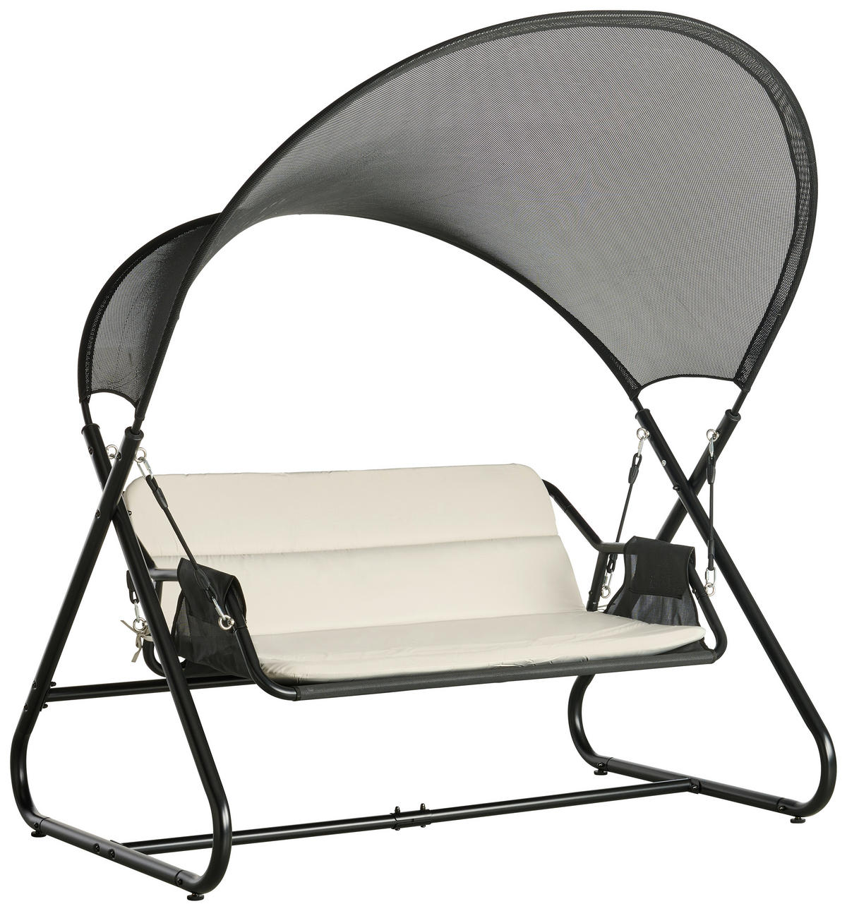 HOLLYWOODSKÁ HOUPAČKA  - černá/světle šedá, Moderní, kov/textil (166/190/145cm) - Beldano