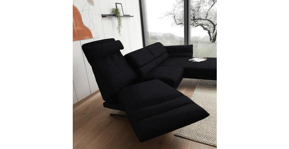 ECKSOFA  in Flachgewebe Schwarz  279-327/176-217 cm  - Schwarz, Design, Textil/Metall (279-327/176-217cm) - Dieter Knoll