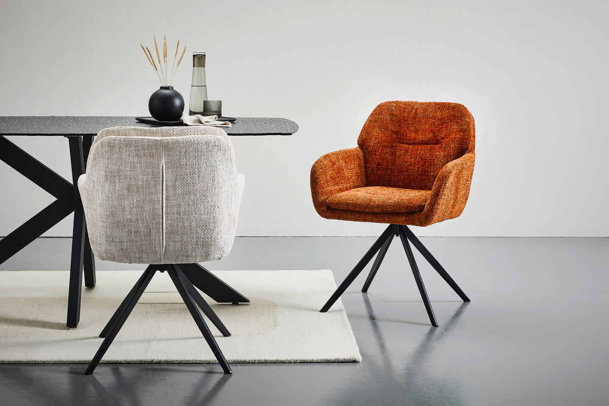 ARMLEHNSTUHL  in Eisen Chenille  - Schwarz/Orange, Design, Textil/Metall (62/82,5/66cm) - Stylife