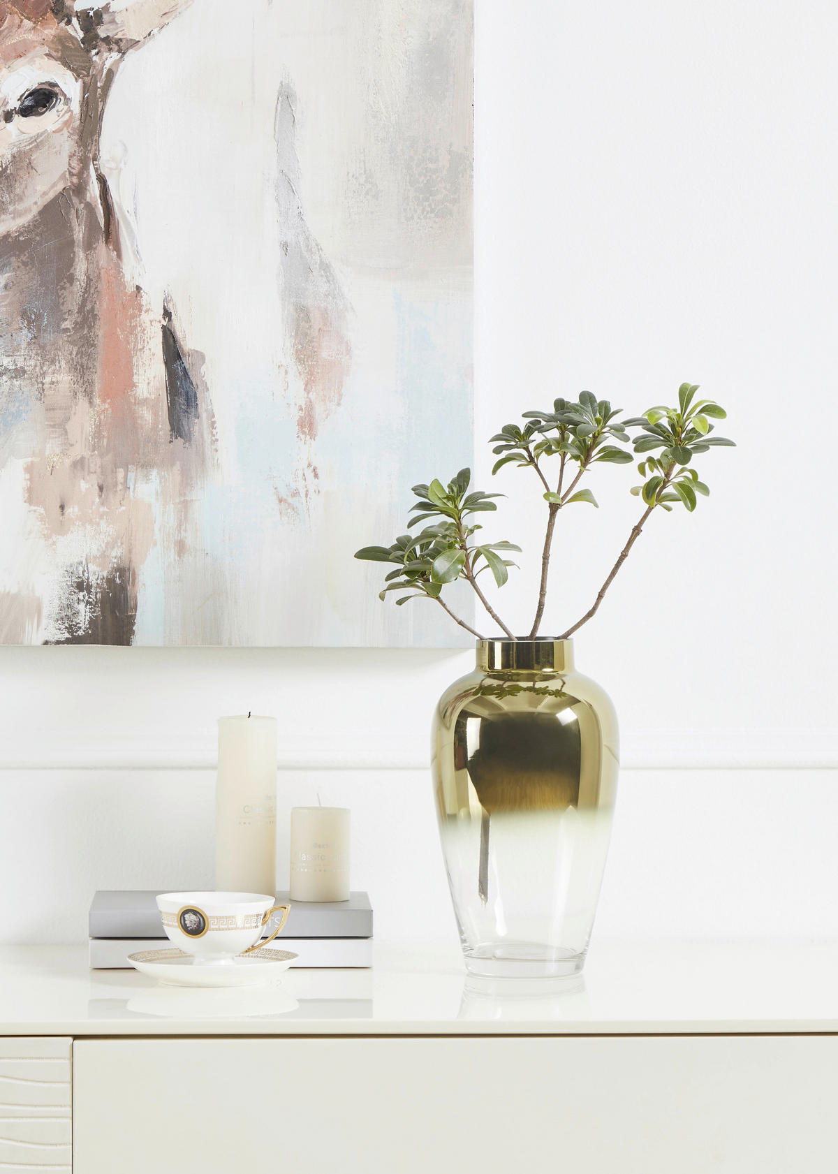 VASE  - Transparent/Goldfarben, LIFESTYLE, Glas (15,5/27cm)