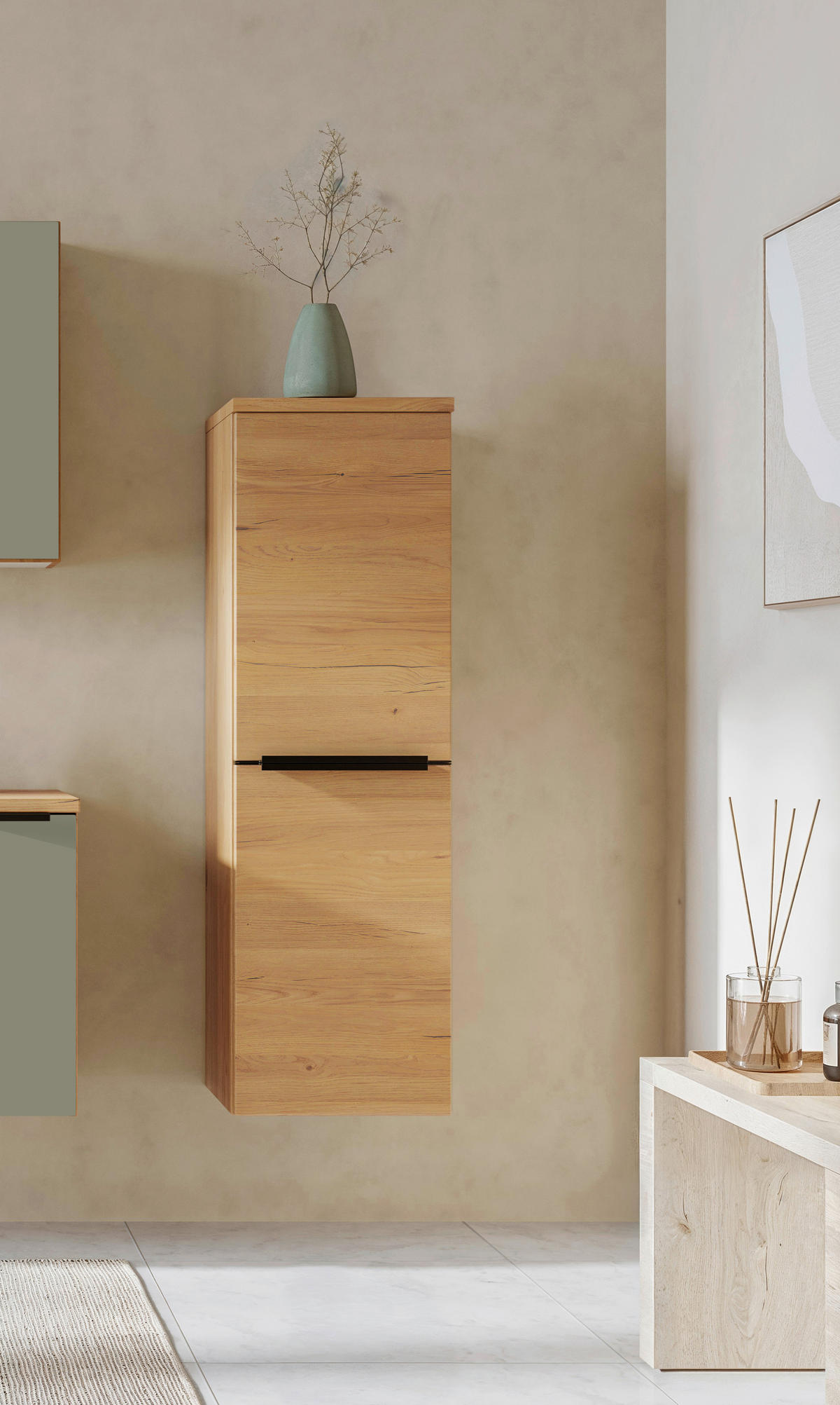 MIDISCHRANK 40/130/35 cm  - Wildeiche/Schwarz, KONVENTIONELL, Holzwerkstoff/Metall (40/130/35cm) - Xora