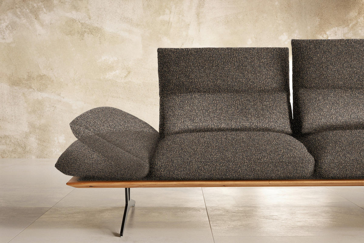 ECKSOFA in Flachgewebe Dunkelbraun  - Dunkelbraun/Schwarz, Design, Holz/Textil (314/159cm) - Dieter Knoll