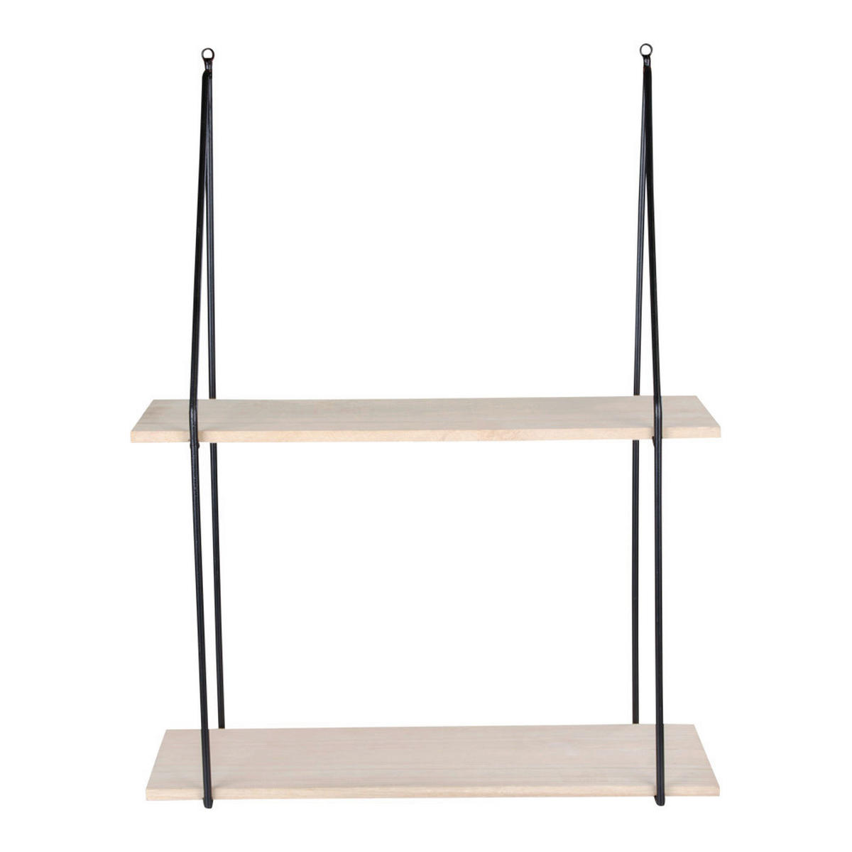 WANDREGAL Schwarz, Hellbraun  - Hellbraun/Schwarz, Design, Holz/Metall (55/72/21cm)