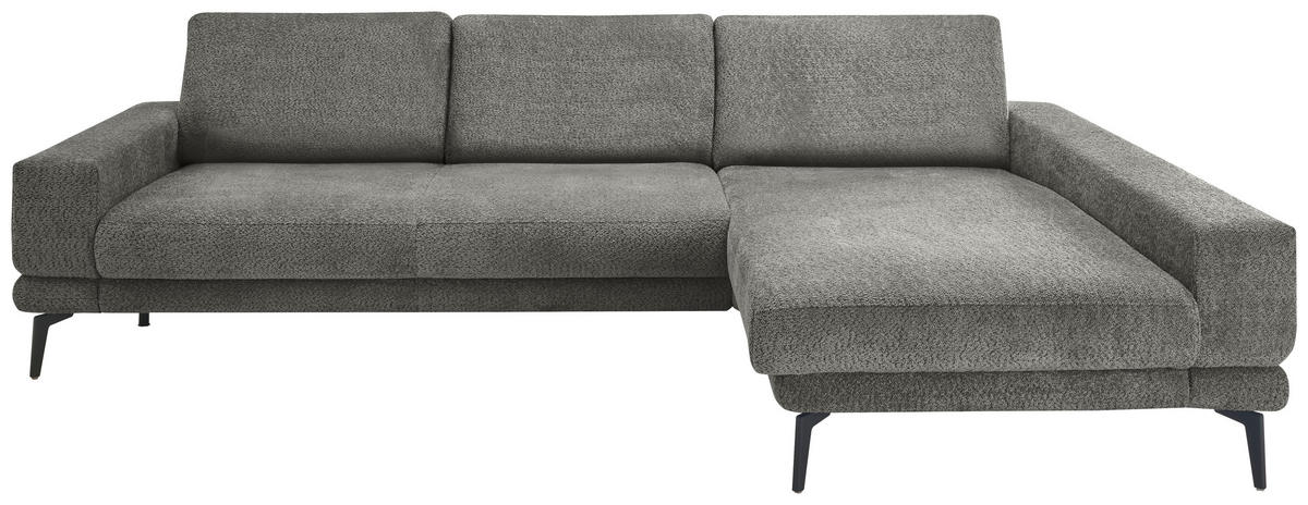 ECKSOFA Anthrazit Chenille Rücken echt  - Anthrazit/Schwarz, KONVENTIONELL, Textil/Metall (294/184cm) - SetOne by Musterring
