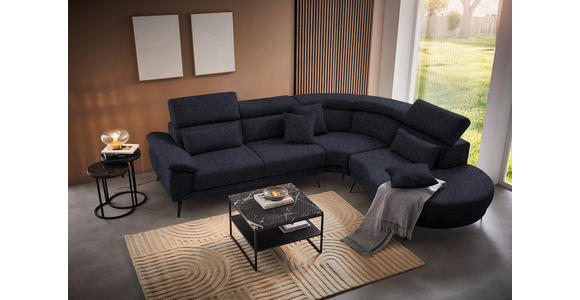 ECKSOFA Anthrazit Velours - Anthrazit/Schwarz, Design, Textil/Metall (299/264cm) - Novel