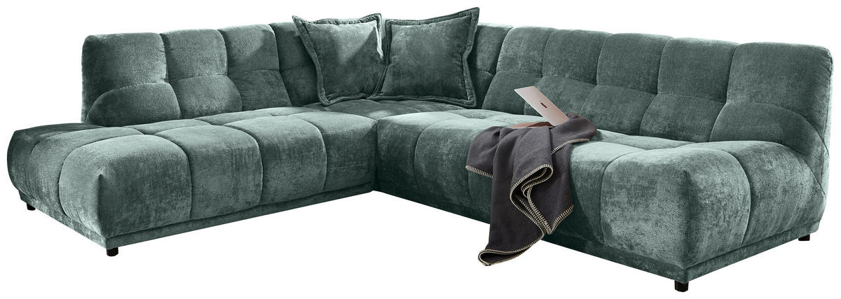 ECKSOFA Chenille Türkis  - Türkis/Schwarz, Modern, Kunststoff/Textil (250/284cm) - Livetastic