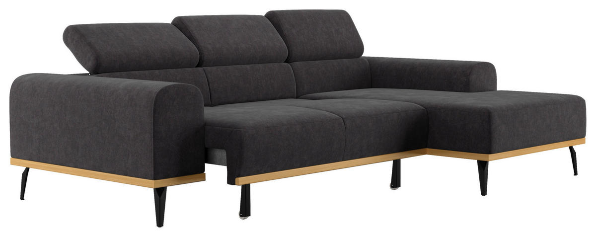 Freisteller von Cotta ECKSOFA Schwarz Mikrofaser.