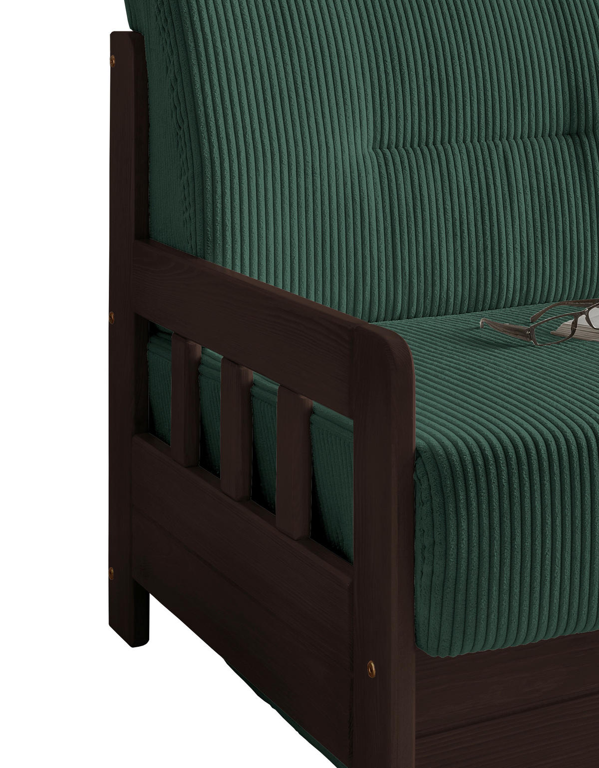 SCHLAFSOFA Cord Nussbaumfarben, Dunkelgrün  - Dunkelgrün/Nussbaumfarben, MODERN, Textil (154/88/90cm) - Livetastic