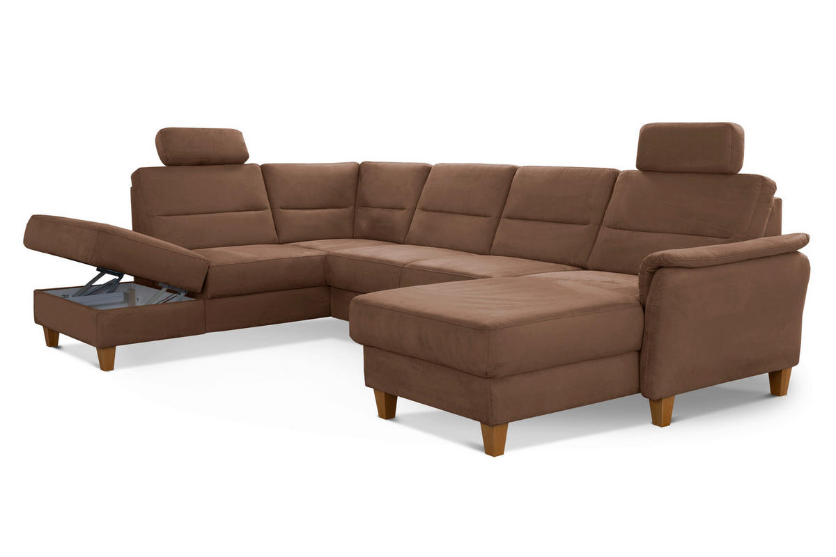 WOHNLANDSCHAFT in Mikrofaser Braun  - Eichefarben/Braun, Konventionell, Holz/Textil (212/308/163cm) - Sit & More