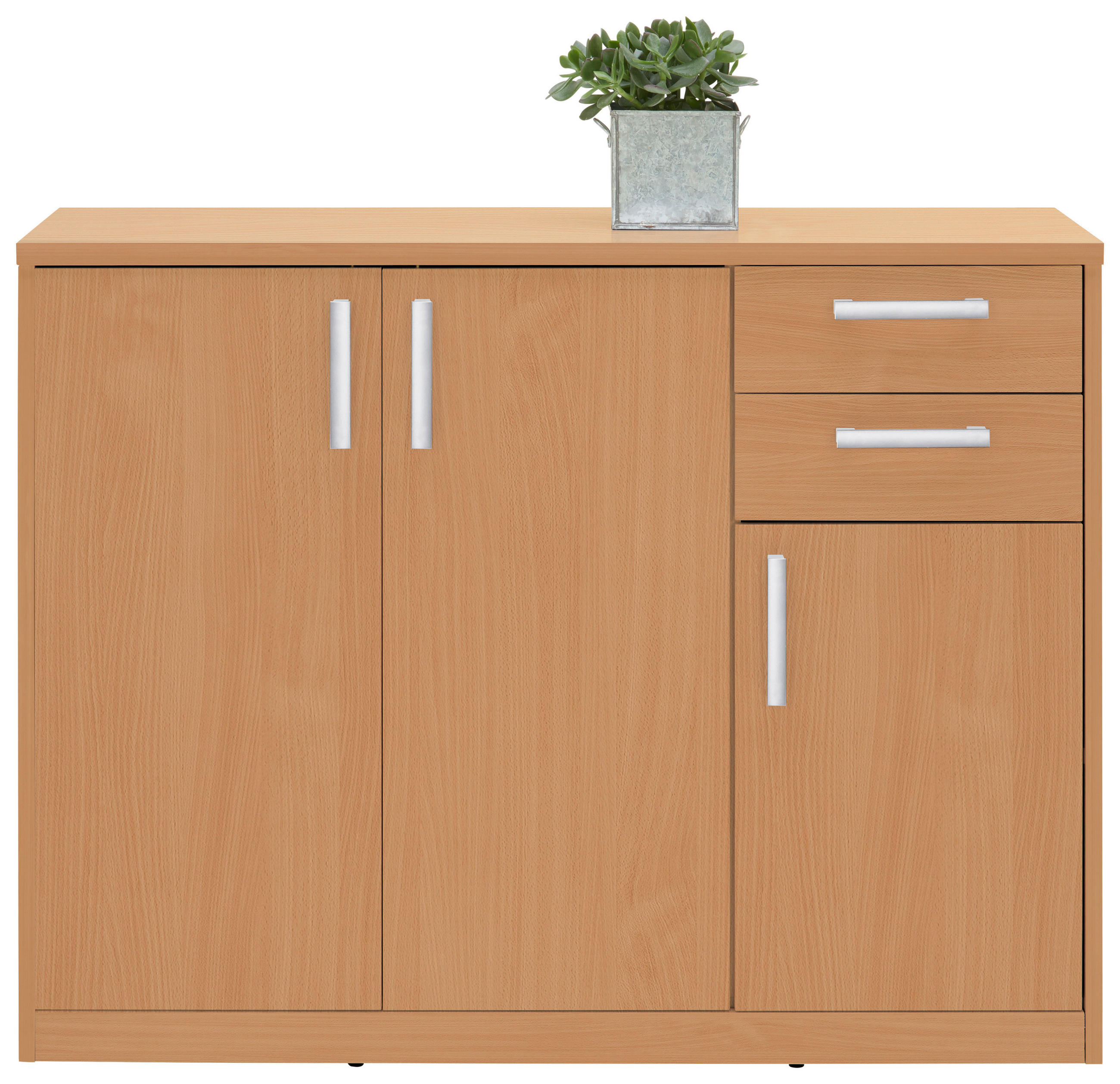 KOMMODE Buchefarben - Silberfarben/Buchefarben, Basics, Holzwerkstoff (106/84/36cm) - Xora