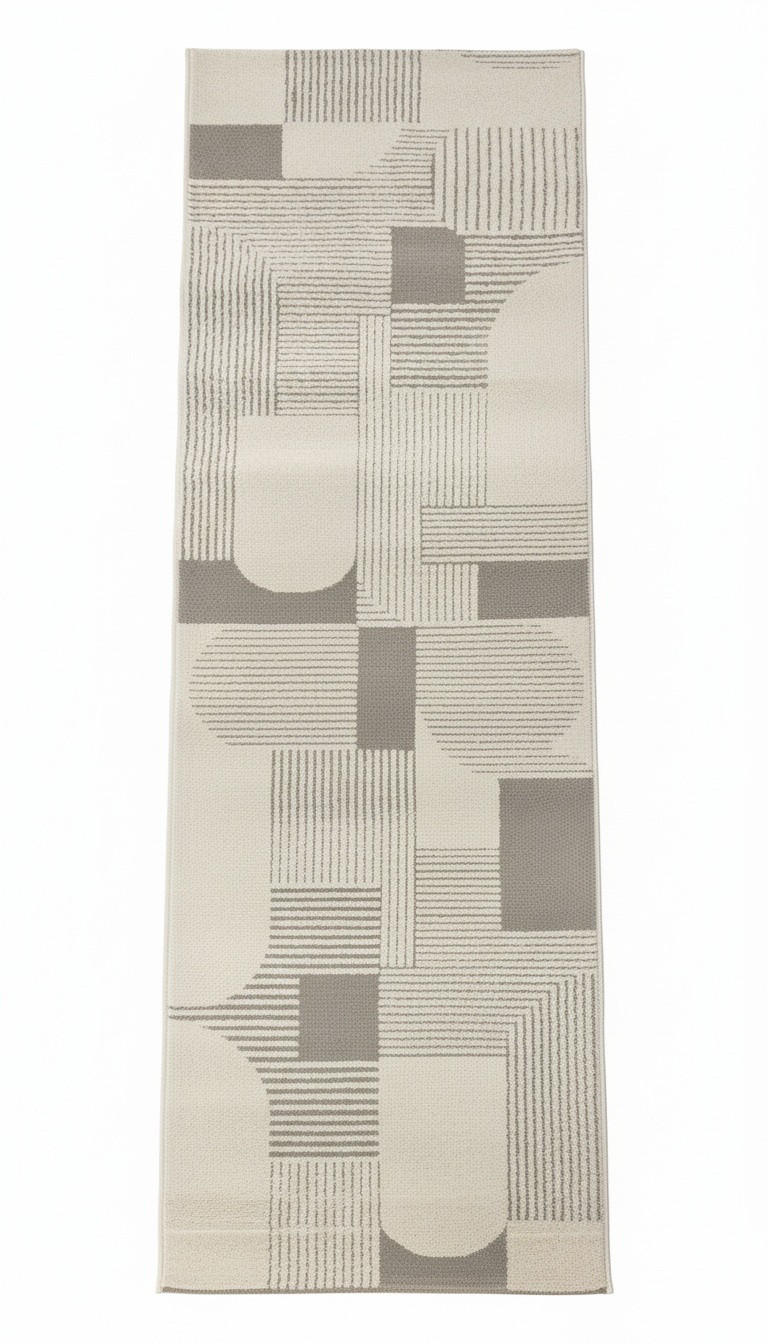 VÄVD MATTA 80/250 cm  - ljusgrå/cremefärgad, Klassisk, textil (80/250cm)