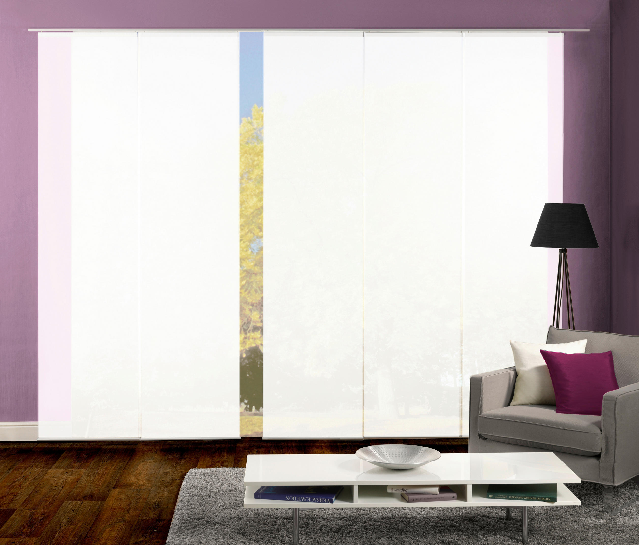 FLÄCHENVORHANG ROM, 5-TLG.  5 Stück  halbtransparent   60/245 cm  - Weiß, MODERN, Textil (60/245cm)