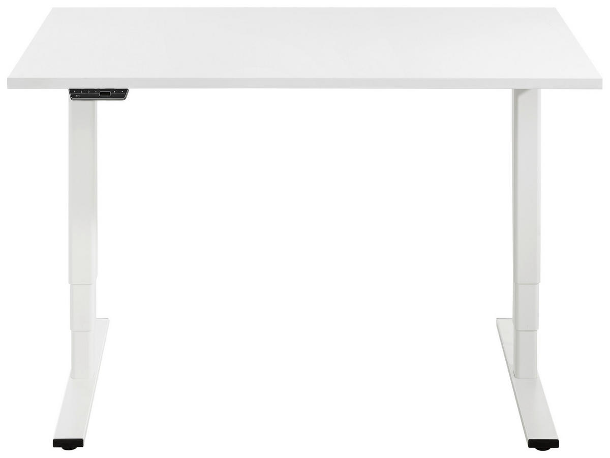 SCHREIBTISCH 135/68/56-124 cm  in Weiß  - Alufarben/Weiß, Design, Holzwerkstoff/Metall (135/68/56-124cm) - Voleo
