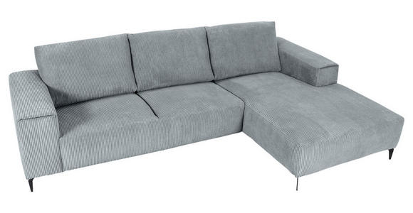 ECKSOFA  in Cord Hellgrau  285/170 cm  - Hellgrau/Schwarz, KONVENTIONELL, Textil/Metall (285/170cm) - Carryhome