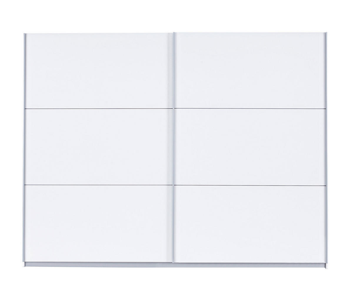 SCHWEBETÜRENSCHRANK Weiss  - Weiss/Alufarben, Design, Holzwerkstoff/Metall (270/210/61cm) - Carryhome