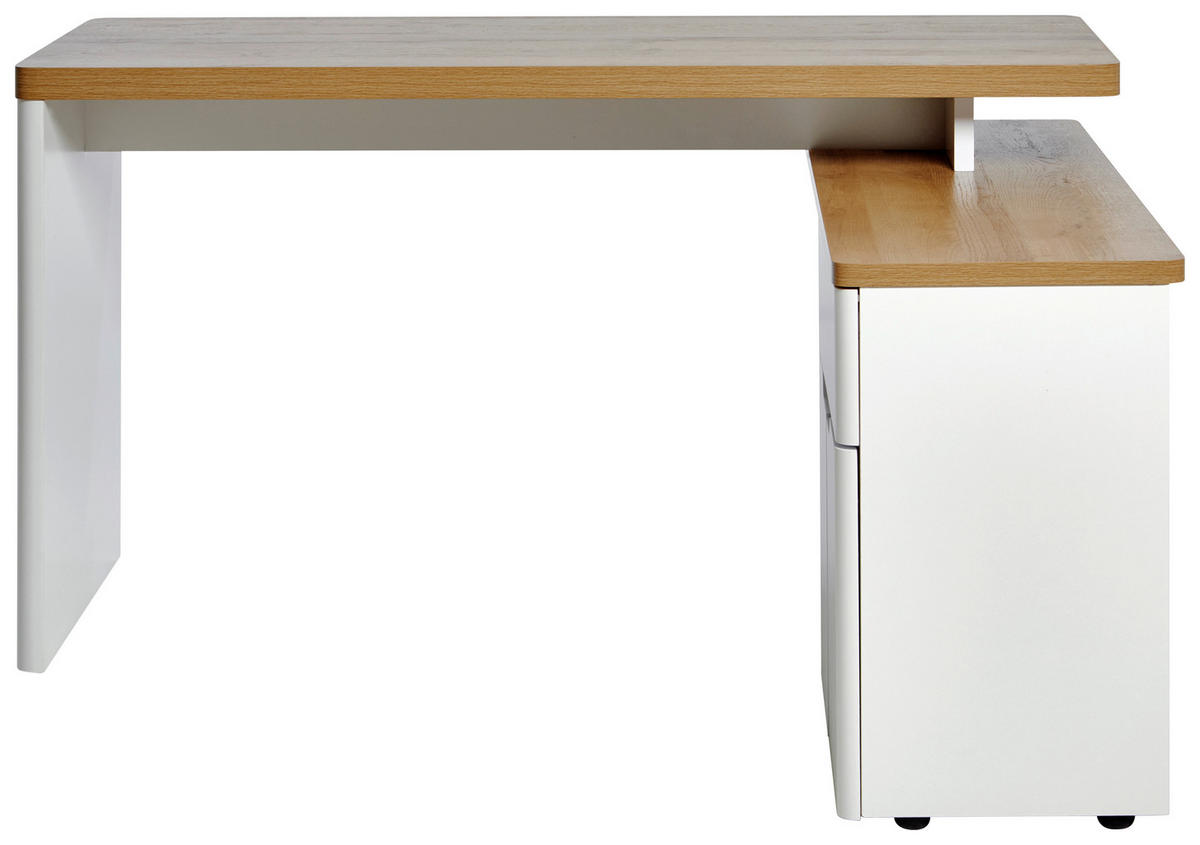 PSACÍ STŮL S ÚLOŽNÝM PROSTOREM, bílá, barvy dubu, 140/77/117,5 cm - bílá/barvy dubu, Konvenční, kompozitní dřevo (140/77/117,5cm) - Venda