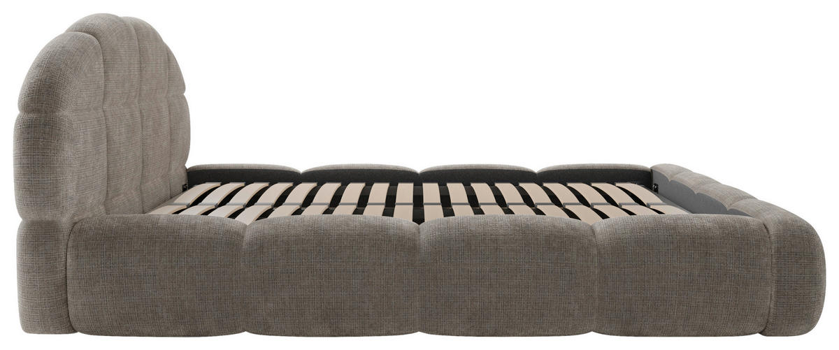 POLSTERBETT 180/200 cm,  in Taupe, gepolstertes Kopfteil, Lattenrost, Bettkasten,  - Taupe/Schwarz, Design, Holz/Textil (180/200cm) - Chameo