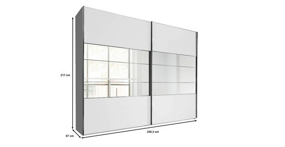 SCHWEBETÜRENSCHRANK 250/217/67 cm 2-türig  - Chromfarben/Weiß, KONVENTIONELL, Holzwerkstoff/Metall (250/217/67cm) - Voleo