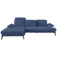ECKSOFA in Webstoff Blau  180/289 cm  - Blau/Schwarz, Design, Textil/Metall (180/289cm) - Stylife