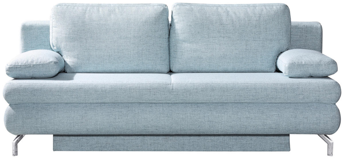 SCHLAFSOFA Flachgewebe Hellblau  - Chromfarben/Hellblau, Design, Textil/Metall (200/91/92cm) - Novel