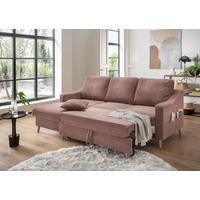 ECKSOFA in Cord Rosa  - Naturfarben/Rosa, Design, Holz/Textil (150/228cm) - P & B
