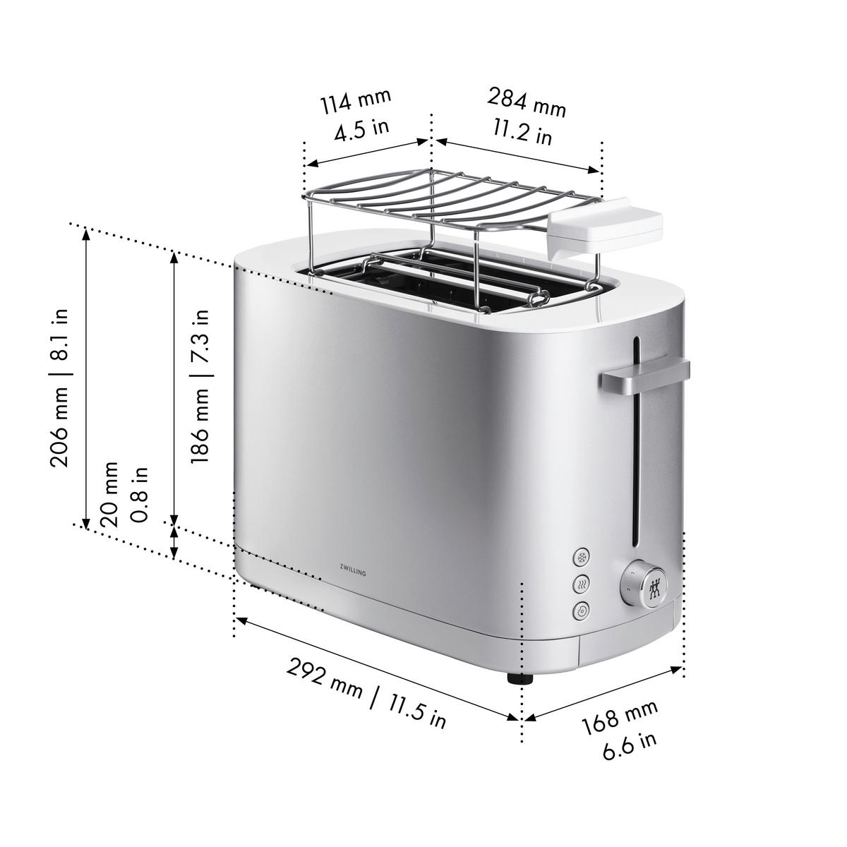 TOASTER ZWILLING ENFINIGY  - Silberfarben, Basics, Kunststoff/Metall - Zwilling