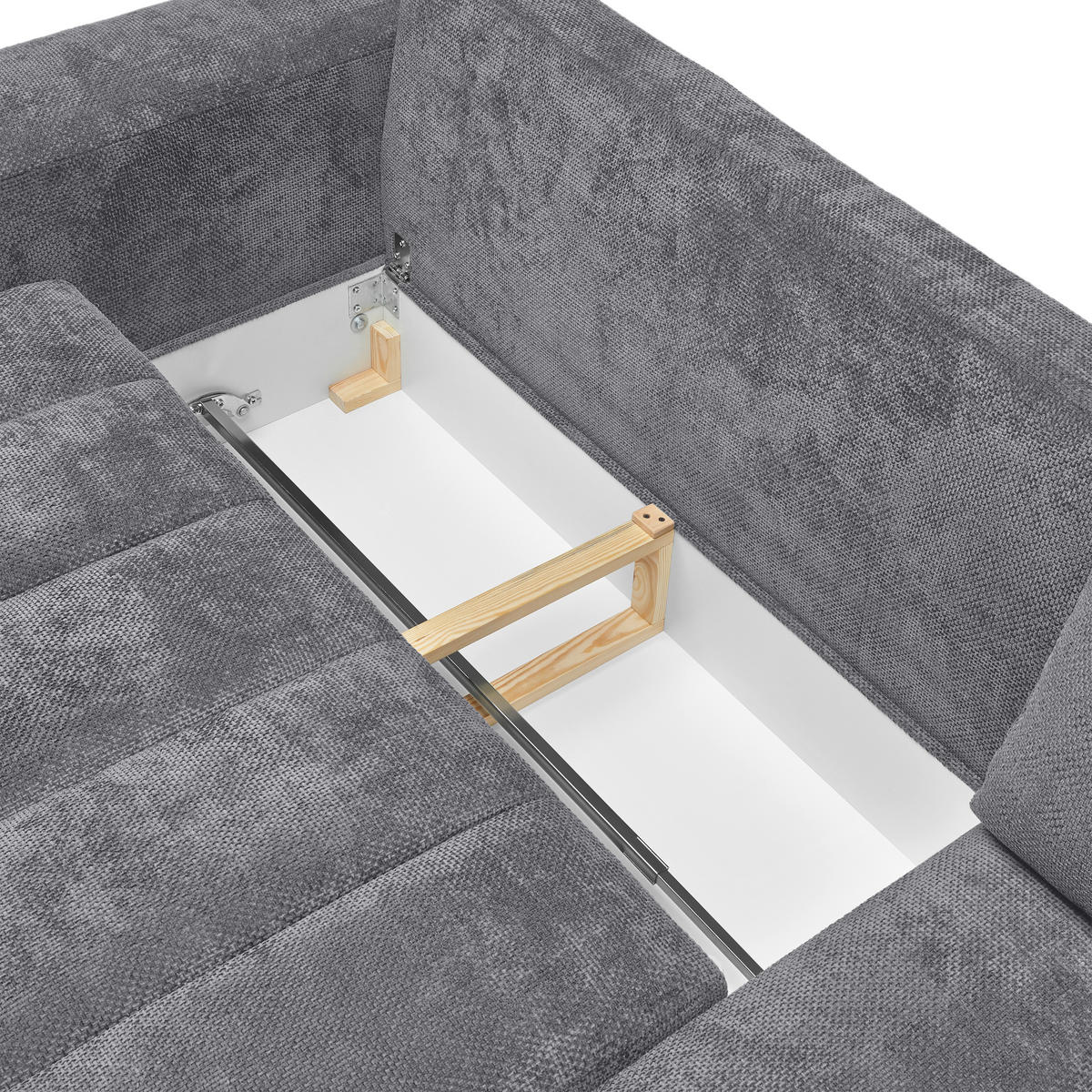 ECKSOFA Flachgewebe Grau  - Schwarz Hochglanz/Grau, Modern, Textil/Metall (166/93/273cm) - MID.YOU