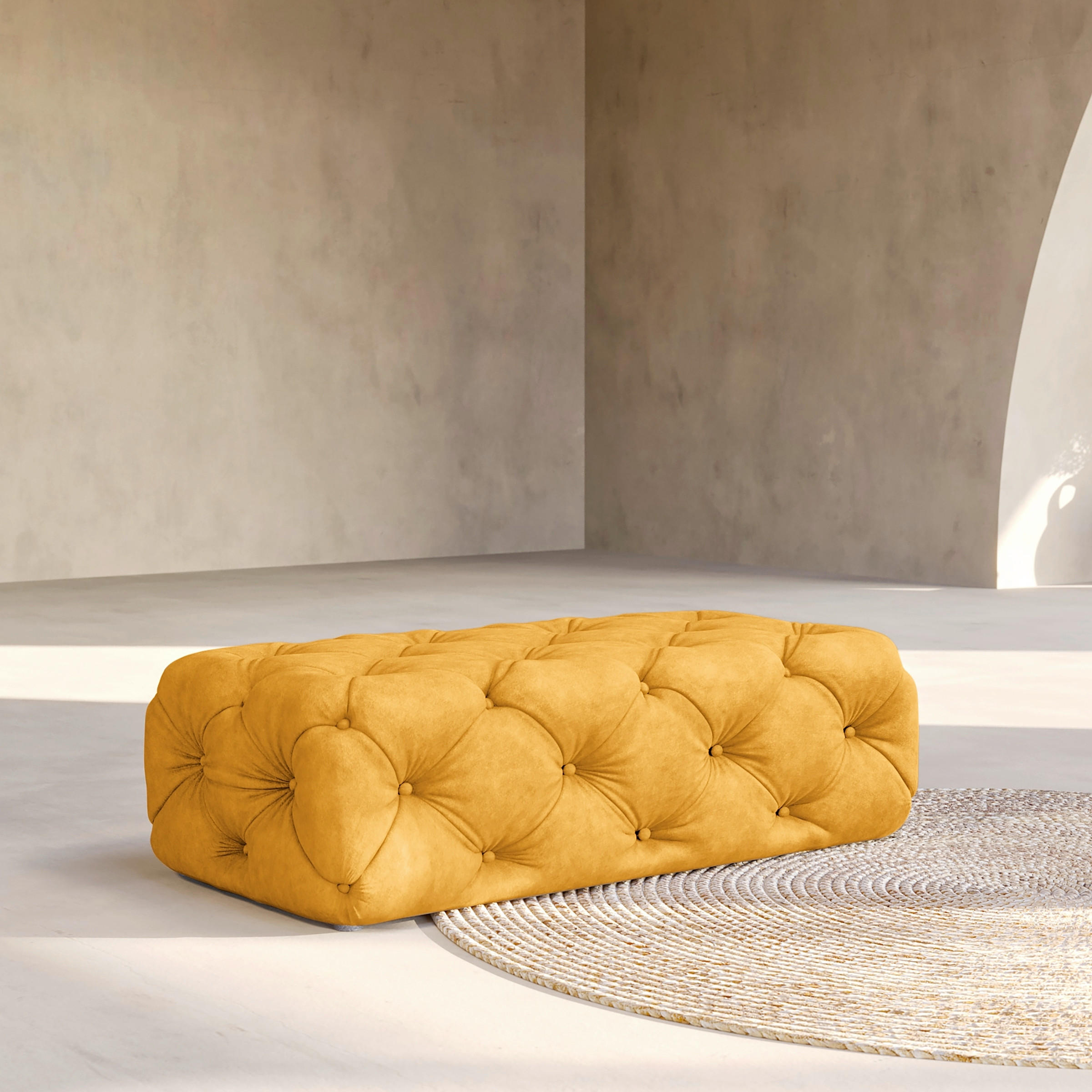HOCKER in Textil Senfgelb  - Senfgelb/Schwarz, Design, Kunststoff/Textil (130/39/65cm) - P & B