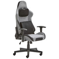 GAMINGSTUHL  in Samt, Webstoff Grau, Schwarz  - Schwarz/Grau, MODERN, Kunststoff/Textil (55/127/68cm) - Livetastic