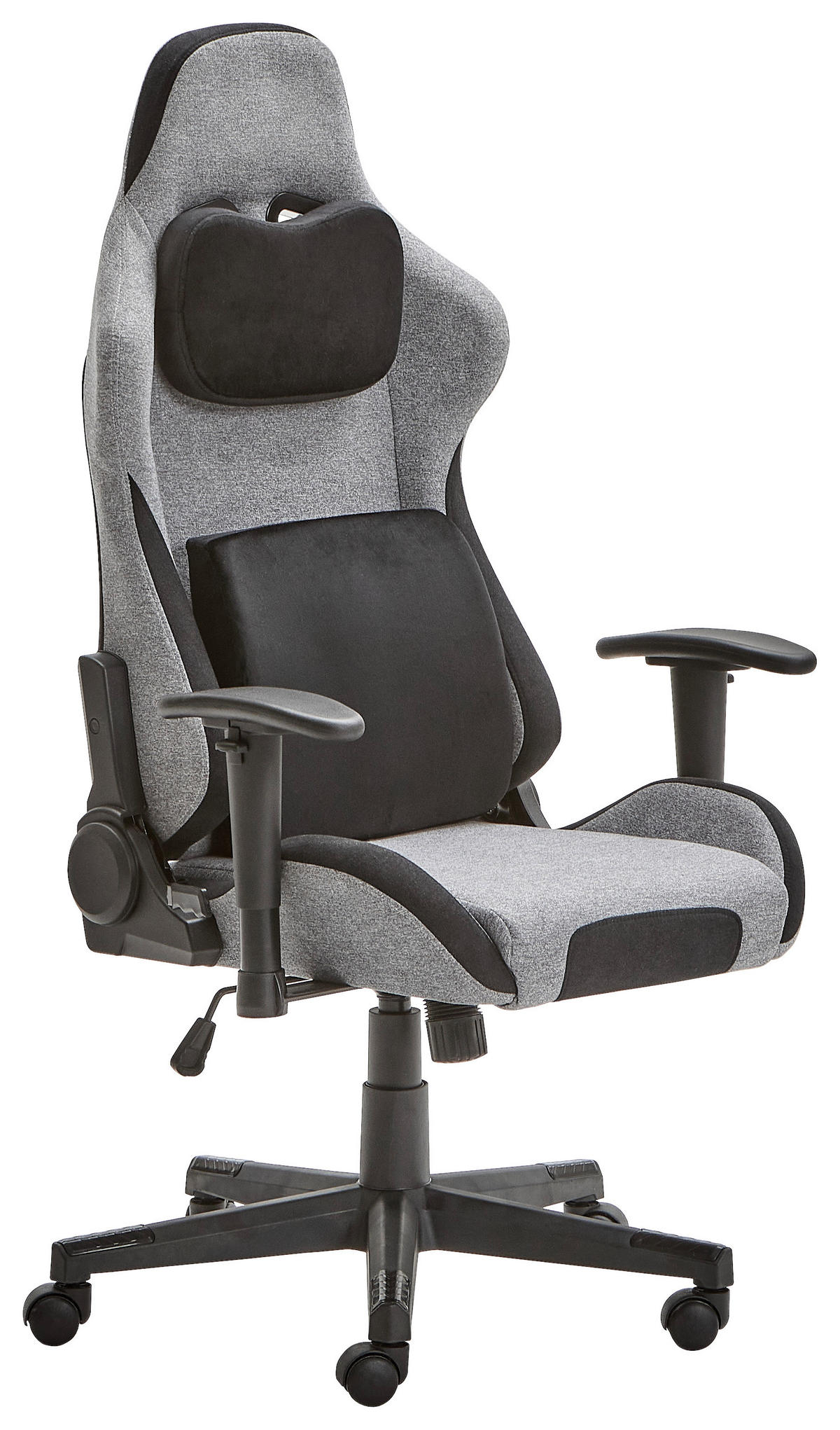 GAMINGSTUHL  in Samt, Webstoff Grau, Schwarz  - Schwarz/Grau, MODERN, Kunststoff/Textil (55/127/68cm) - Livetastic