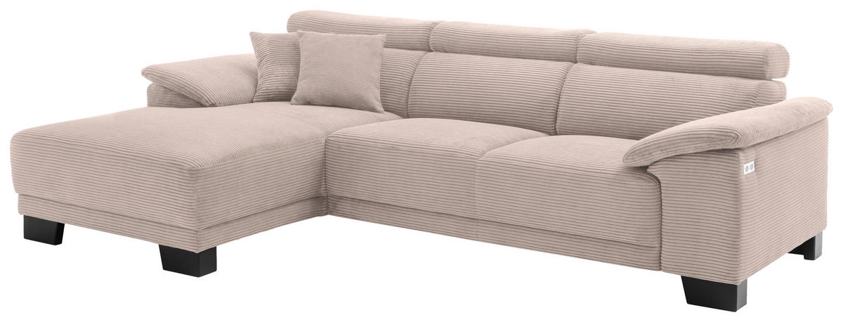 ECKSOFA in Cord Taupe  - Taupe/Schwarz, Design, Holz/Textil (174/270cm) - Pure Home Lifestyle
