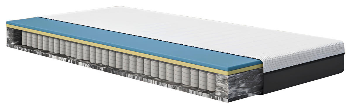 TASCHENFEDERKERNMATRATZE 80/200 cm, Höhe ca.: 18 cm, H3 = fest, 5-Zonen - Weiß/Grau, Basics, Textil (80/200cm) - Emma