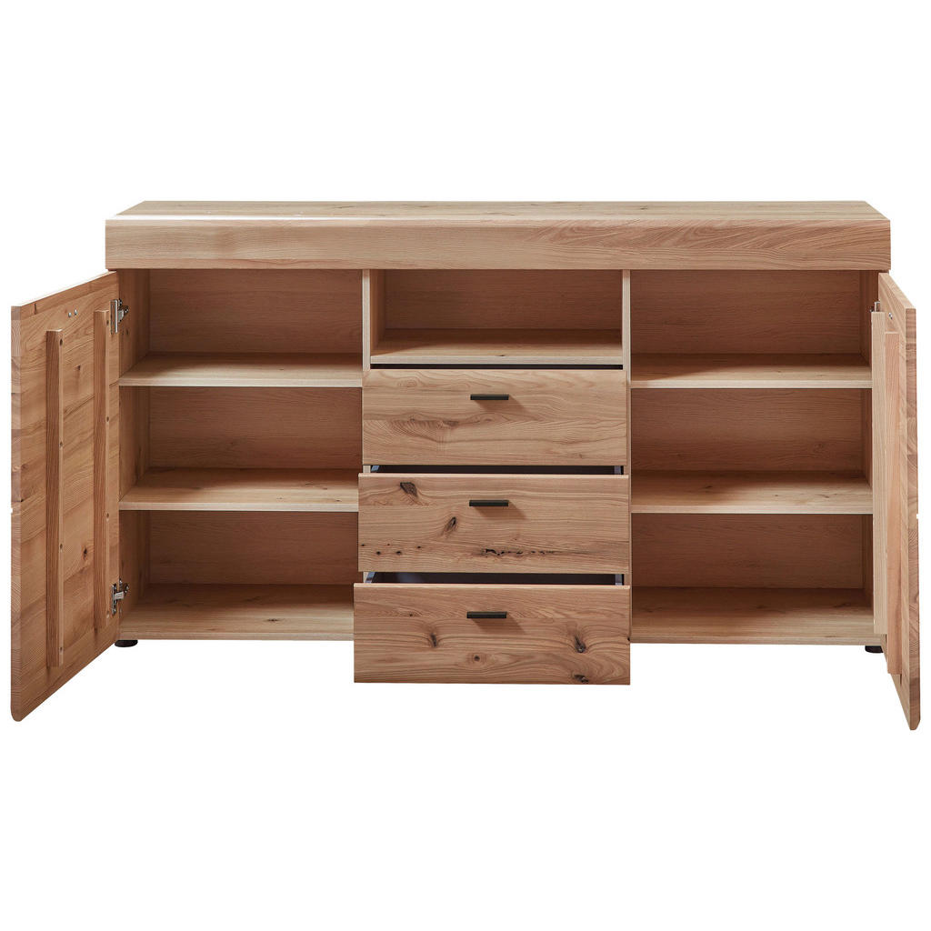 Thumbnail - Linea Natura Sideboard, Esche, Eiche Artisan, Holzwerkstoff, Esche, massiv, 4 Fächer, 3 Schubladen, 160x88x42 cm, Typena...