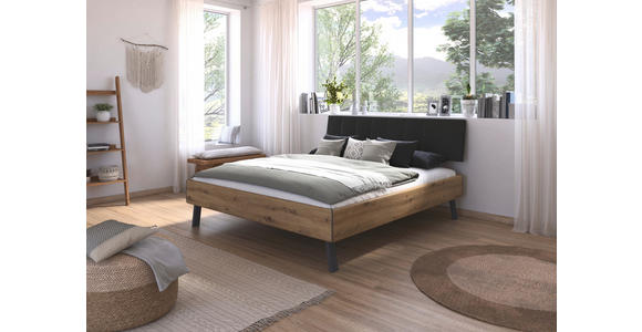 BETT 180/200 cm  in Eiche Artisan  - Eiche Artisan/Grau, Design, Holzwerkstoff/Textil (180/200cm) - Carryhome