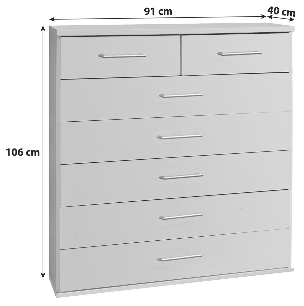 KOMODA, biela, 91/106/40 cm - biela/hliníková, Konventionell, kompozitné drevo/plast (91/106/40cm) - MID.YOU