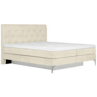 BOXSPRINGBETT 180/200 cm  in Beige  - Chromfarben/Beige, Design, Textil/Metall (180/200cm) - Welnova