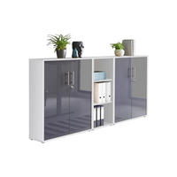 AKTENSCHRANK Anthrazit Hochglanz, Weiß  - Anthrazit Hochglanz/Weiß, MODERN, Holzwerkstoff (213/114/33cm) - MID.YOU