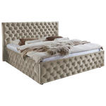 POLSTERBETT gepolstertes Kopfteil Beige 180/200 cm  - Beige/Schwarz, KONVENTIONELL, Kunststoff/Textil (180/200cm) - Carryhome