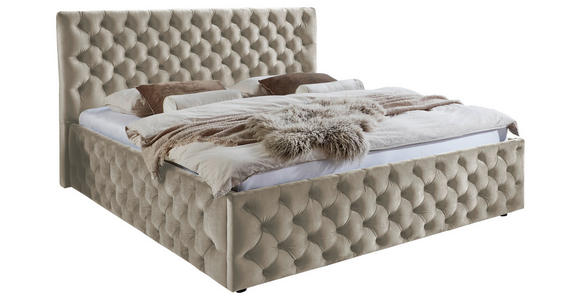 POLSTERBETT gepolstertes Kopfteil Beige 180/200 cm  - Beige/Schwarz, KONVENTIONELL, Kunststoff/Textil (180/200cm) - Carryhome