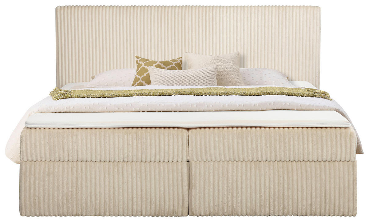 BOXBETT 180/200 cm,  in Grau, gepolstertes Kopfteil, Bettkasten, Topper, Matratzen, H3 + H3 = fest  - Schwarz/Grau, Basics, Kunststoff/Textil (180/200cm) - Chameo