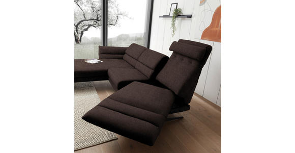 ECKSOFA Braun Flachgewebe  - Schwarz/Braun, Design, Textil/Metall (176-217/279-327cm) - Dieter Knoll