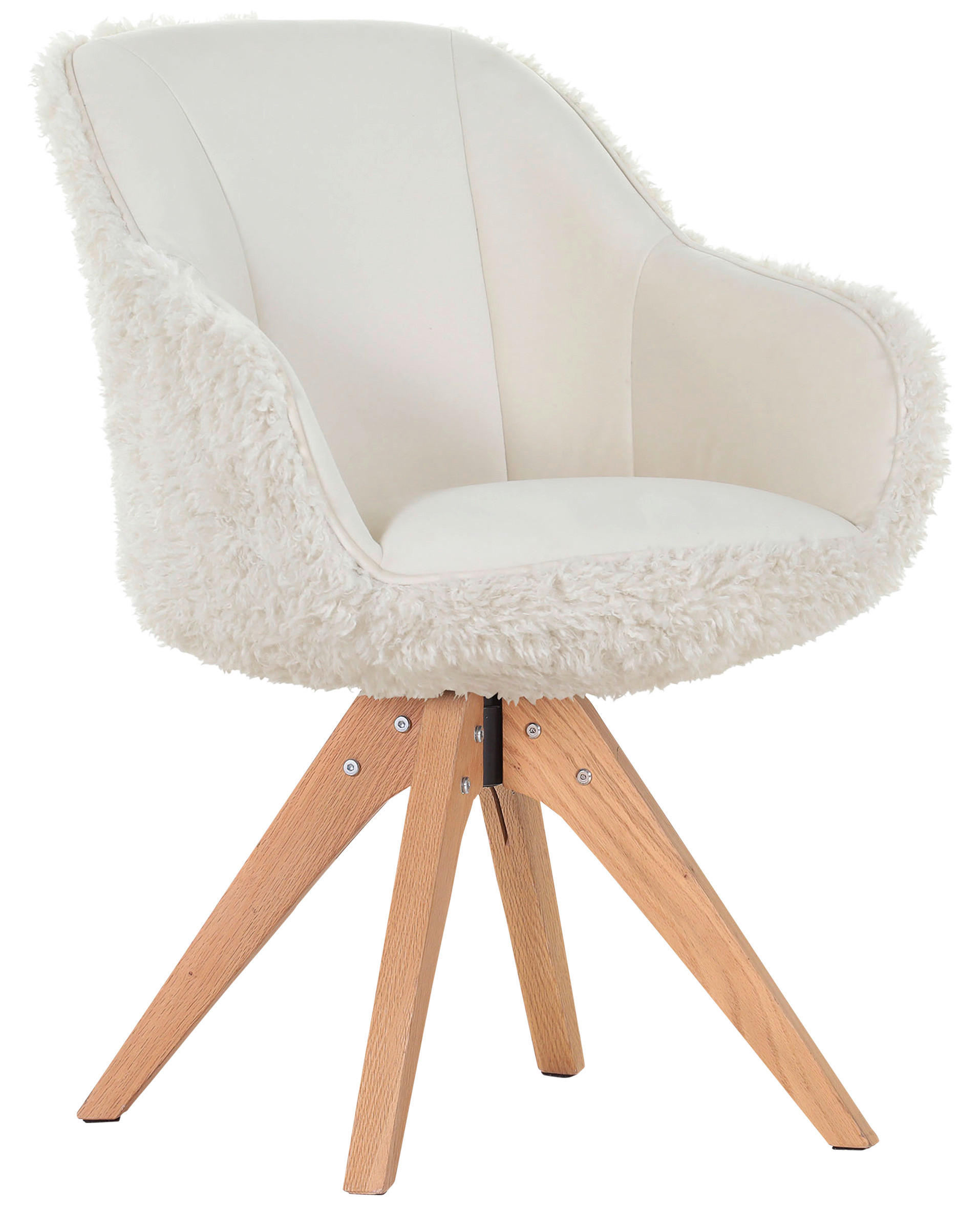 ARMLEHNSTUHL  in Lederlook, Plüsch  - Creme/Weiß, Trend, Holz/Textil (60/83/65cm) - Landscape