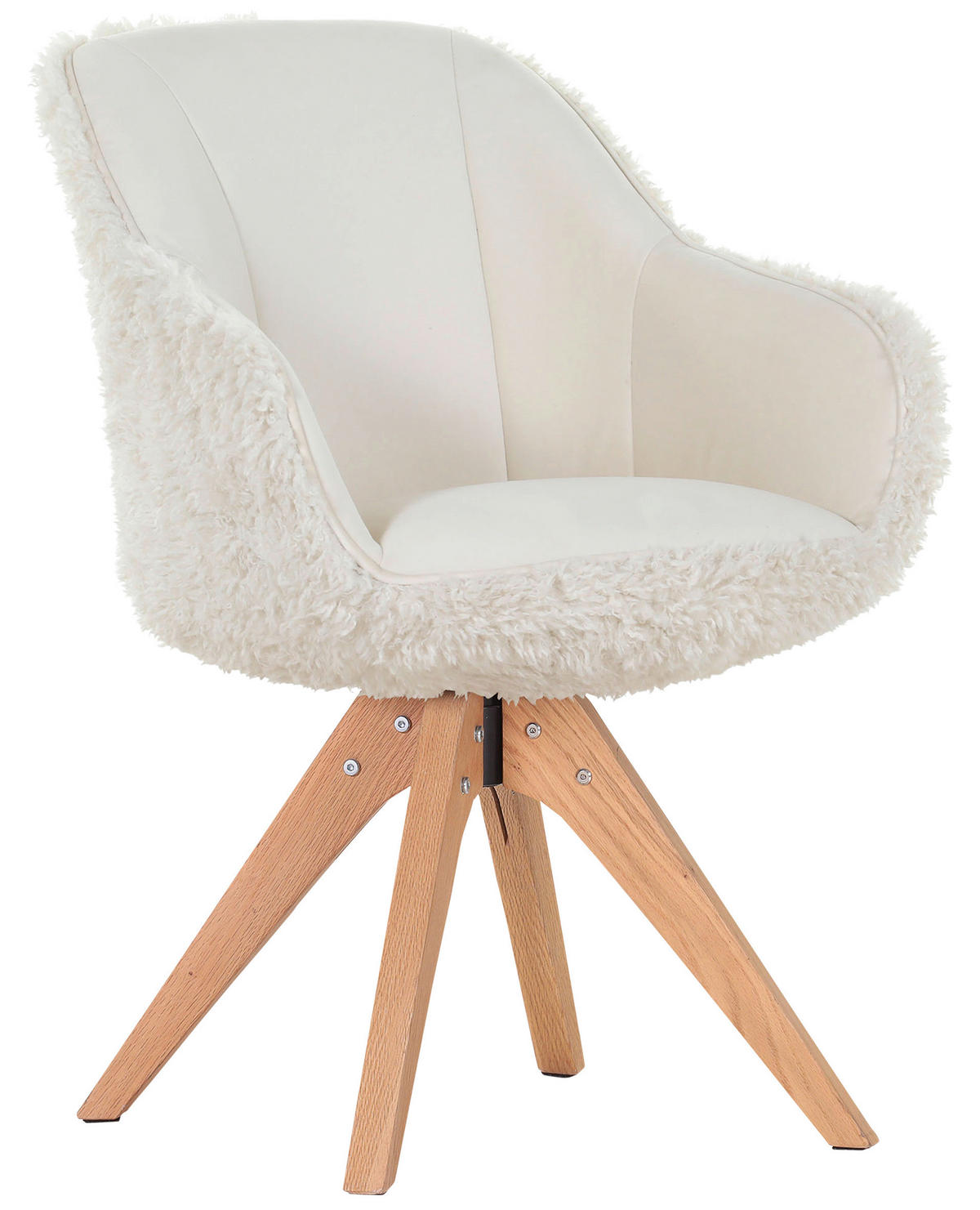 ŽIDLE S PODRUČKAMI, vzhled kůže, plyš, krémová, bílá - bílá/krémová, Trend, dřevo/textil (60/83/65cm) - Landscape